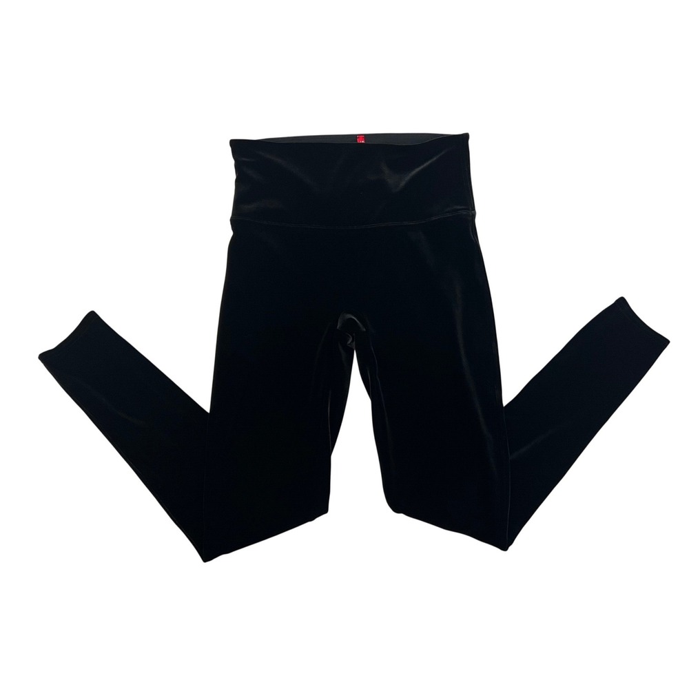 Spanx Womens Black Velvet High Waisted Shaping Leggings Size Large L Slimming